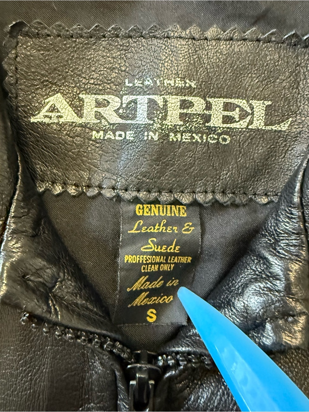 ARTPEL Black Classic Leather Jacket Zip Up Soft Size S - Picture 7 of 9